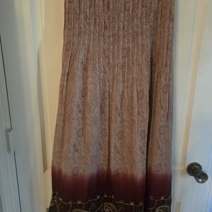 Bohemian Paisley Maxi Skirt - Burgundy and Beige